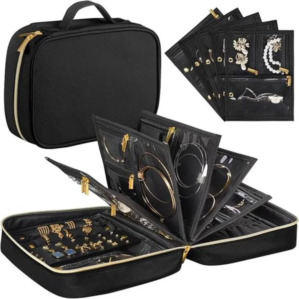 Travel Jewelry Case Organizer for Women, Jewelry Storage Book with Small Pouch,